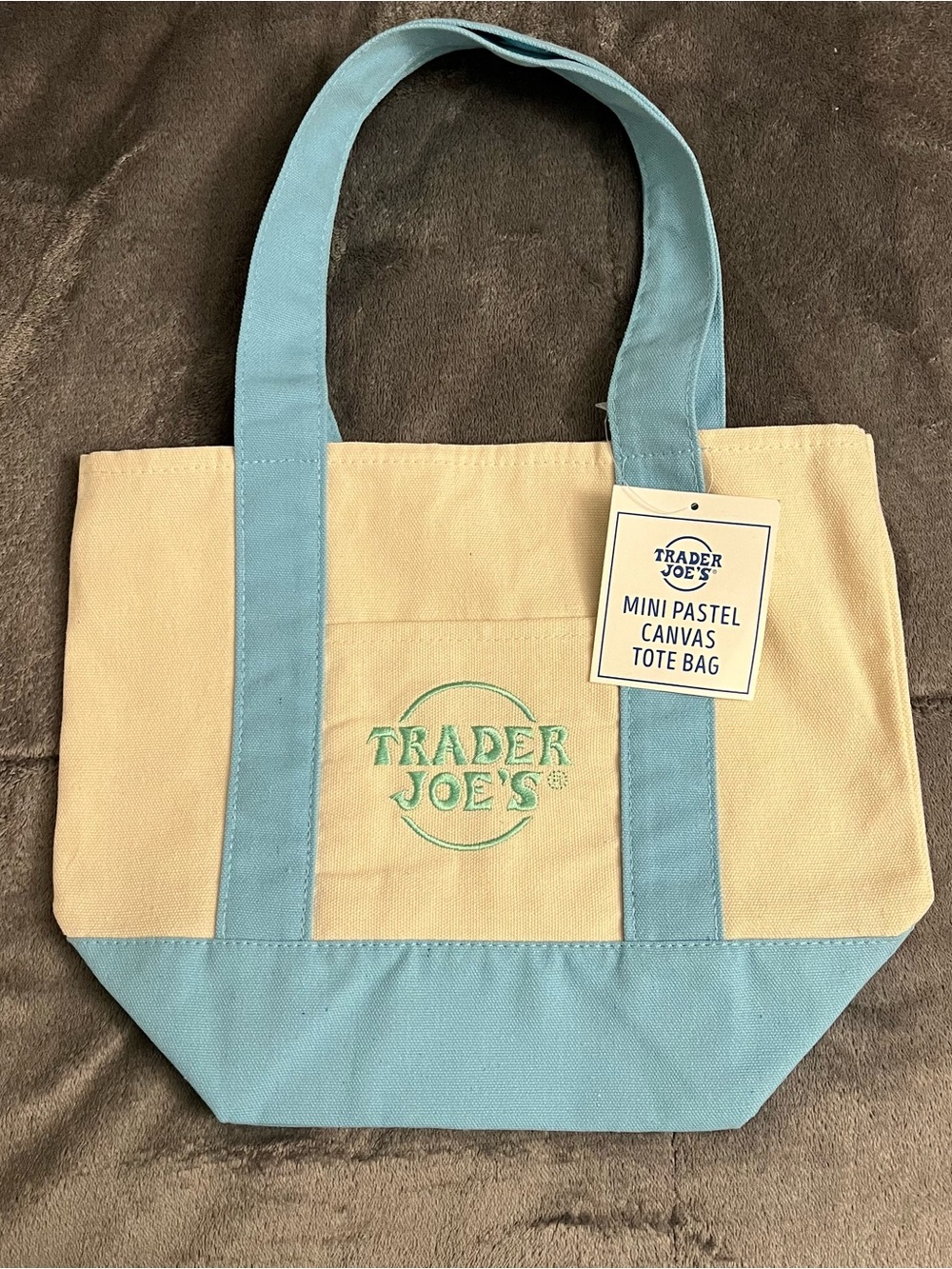 Trader Joe’s Mini Pastel Canvas Tote Bag Blue